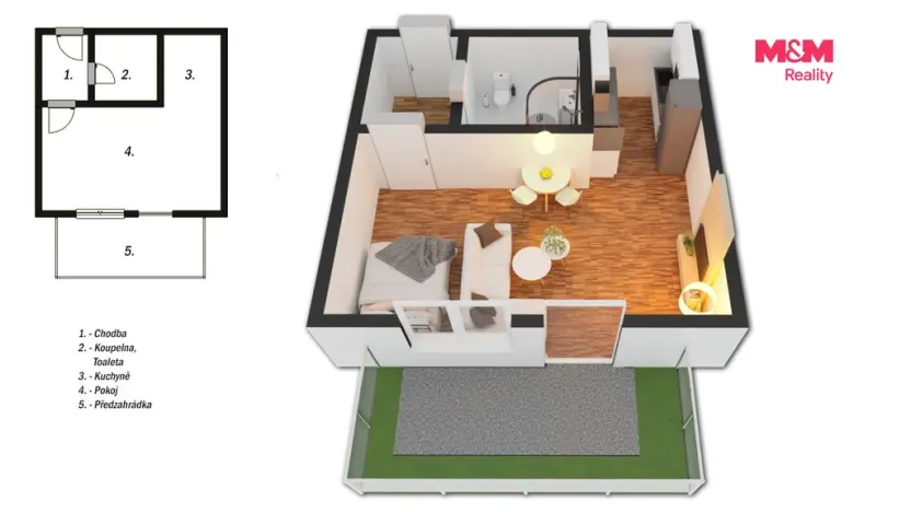 Pronájem bytu 1+kk, Velký Osek, U hřiště, 38 m2