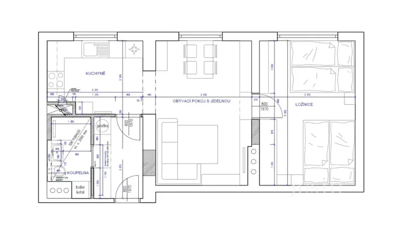Prodej bytu 2+1, Záblatí, 52 m2