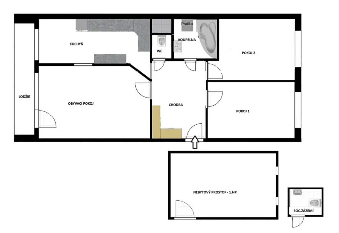Prodej bytu 3+1, Příbram, Slunná, 70 m2