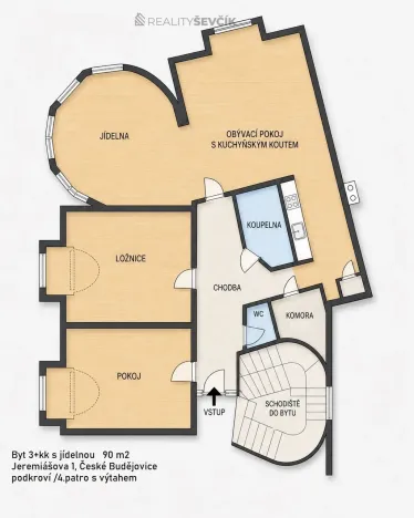 Pronájem bytu 3+kk, České Budějovice - České Budějovice 3, Jeremiášova, 90 m2