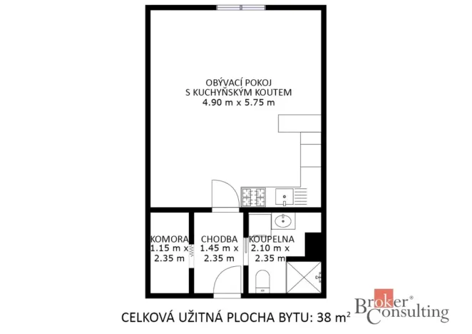 Prodej bytu 1+kk, Velešovice, 38 m2
