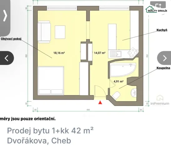 Pronájem bytu 1+1, Cheb, Dvořákova, 39 m2