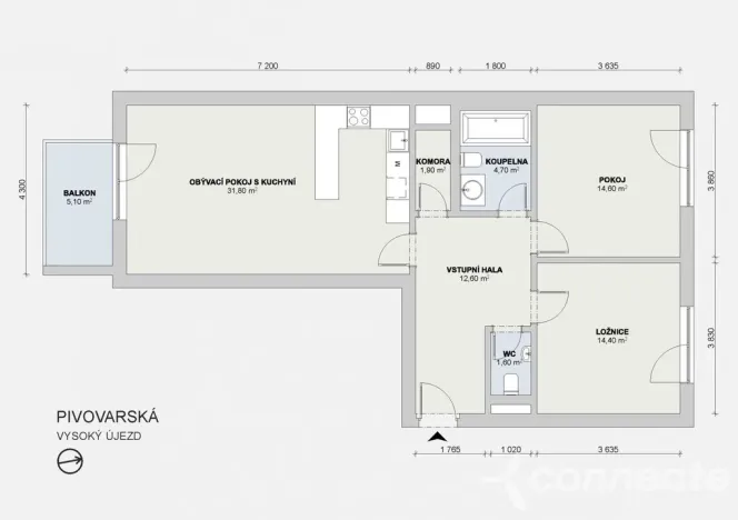 Prodej bytu 3+kk, Vysoký Újezd, Pivovarská, 86 m2