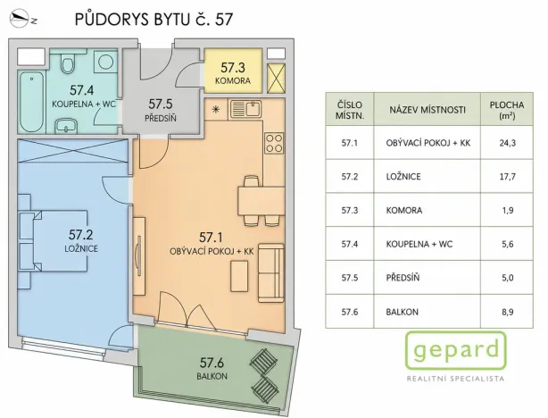 Prodej bytu 2+kk, Praha, Zimova, 63 m2