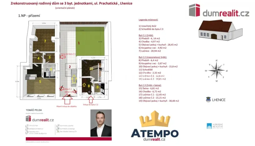 Prodej bytu 3+kk, Lhenice, Prachatická, 52 m2
