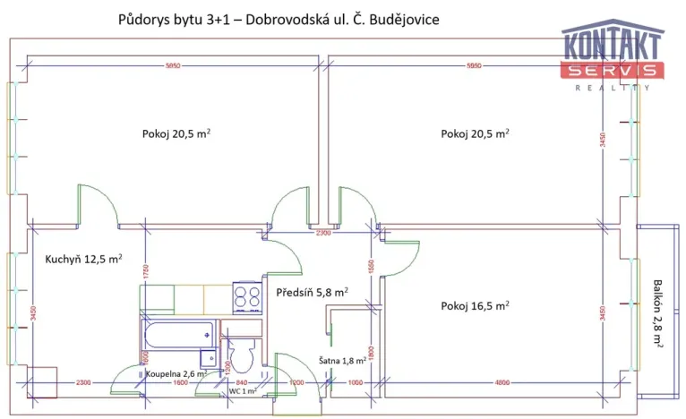 Prodej bytu 3+1, České Budějovice, Dobrovodská, 82 m2