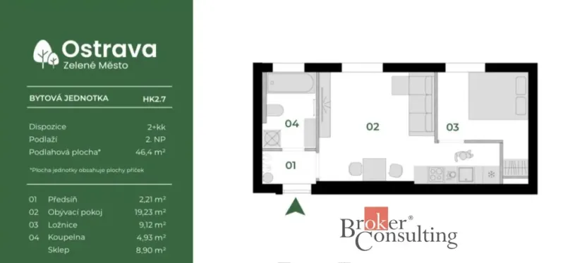 Prodej bytu 2+kk, Ostrava - Mariánské Hory, Hany Kvapilové, 46 m2