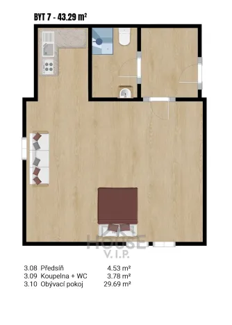 Prodej bytu 1+kk, Nučice, 43 m2