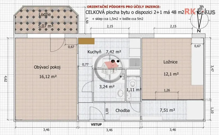 Pronájem bytu 2+1, Třebíč - Nové Dvory, Mládežnická, 55 m2