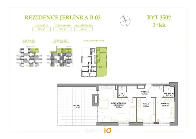 Prodej bytu 3+kk, Brno, Jerlínová, 71 m2