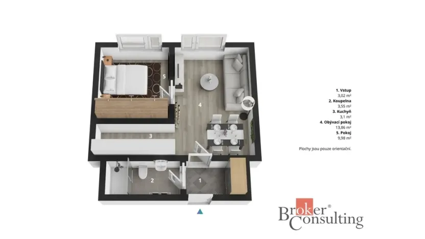 Pronájem bytu 2+kk, Hradec Králové - Pražské Předměstí, Veverkova, 32 m2