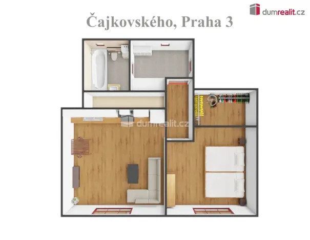 Pronájem bytu 2+kk, Praha - Žižkov, Čajkovského, 51 m2