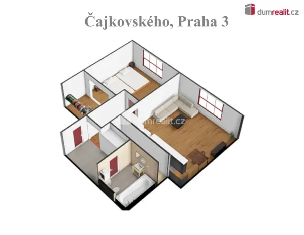 Pronájem bytu 2+kk, Praha - Žižkov, Čajkovského, 51 m2
