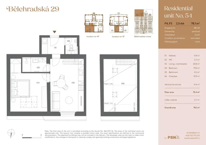 Prodej atypického bytu, Praha, Bělehradská, 71 m2