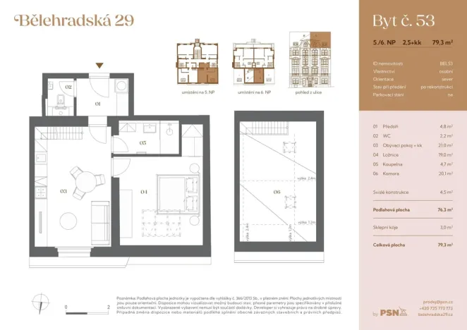 Prodej atypického bytu, Praha, Bělehradská, 72 m2