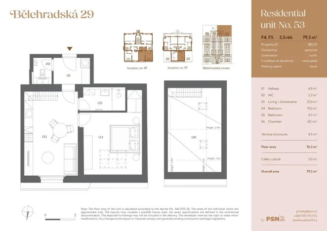 Prodej atypického bytu, Praha, Bělehradská, 72 m2