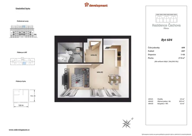 Pronájem bytu 1+kk, Přerov, Čechova, 28 m2