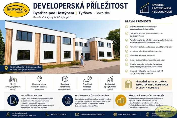 Prodej činžovního domu, Bystřice pod Hostýnem, Tyršova, 1300 m2
