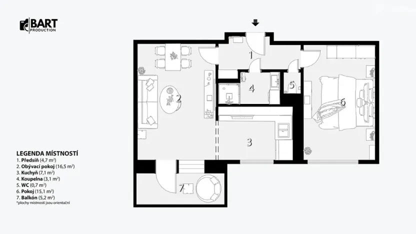 Prodej bytu 2+kk, Velké Opatovice, Jubilejní, 47 m2
