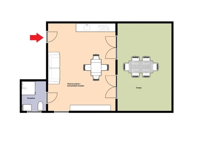 Pronájem bytu 1+kk, Vojkovice, 37 m2