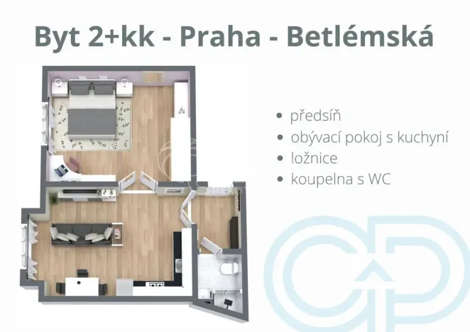 Pronájem bytu 2+kk, Praha - Staré Město, Betlémská, 48 m2