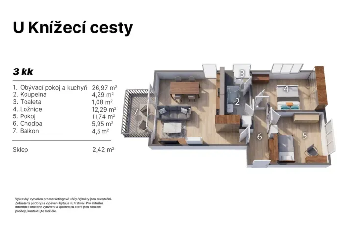 Prodej bytu 3+kk, Hořovice, U Knížecí cesty, 69 m2