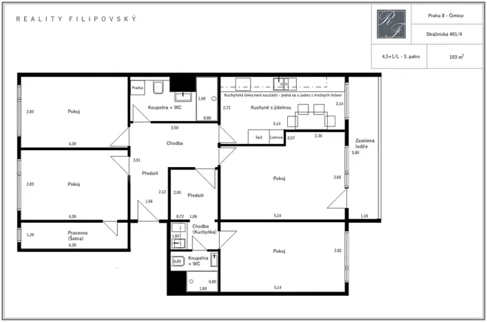 Prodej bytu 4+1, Praha - Čimice, Strážnická, 103 m2