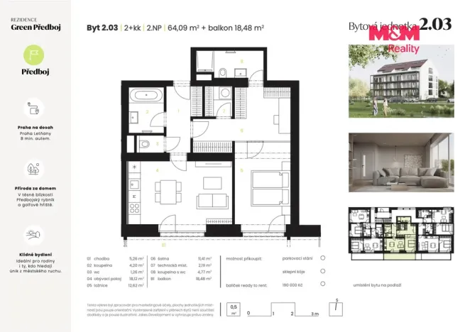 Prodej bytu 2+kk, Předboj, Ke Tvrzi, 64 m2