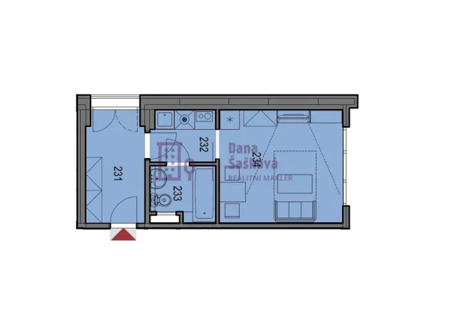 Pronájem bytu 1+kk, Jindřichův Hradec - Jindřichův Hradec III, sídliště Vajgar, 25 m2