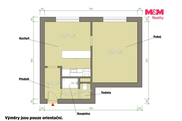Pronájem bytu 1+1, Chomutov, 17. listopadu, 36 m2