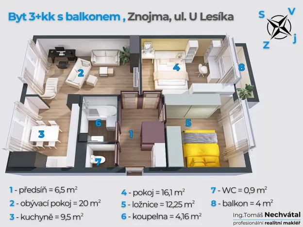Prodej bytu 3+kk, Znojmo, U Lesíka, 68 m2