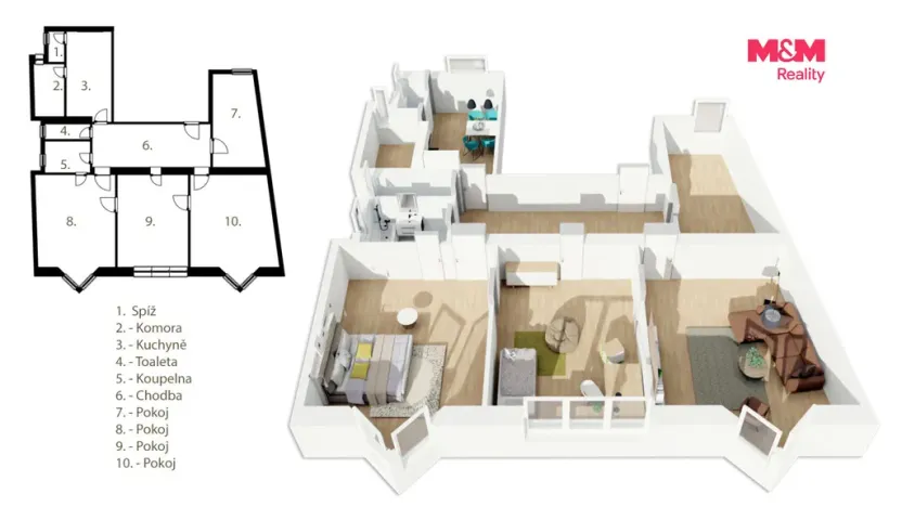 Pronájem bytu 4+1, Český Těšín, Odboje, 105 m2