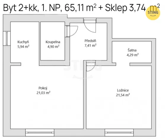 Prodej bytu 2+kk, Šumperk, Temenická, 65 m2