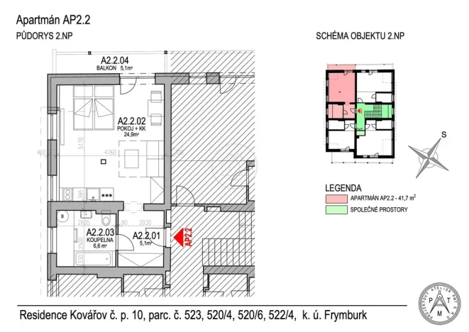 Prodej bytu 1+kk, Frymburk - Kovářov, 42 m2