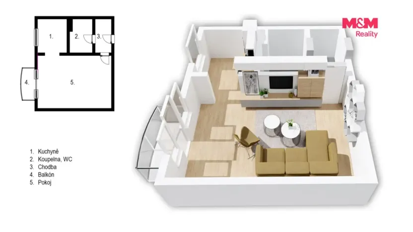 Prodej bytu 1+kk, Hradec Králové - Slezské Předměstí, Gagarinova, 31 m2