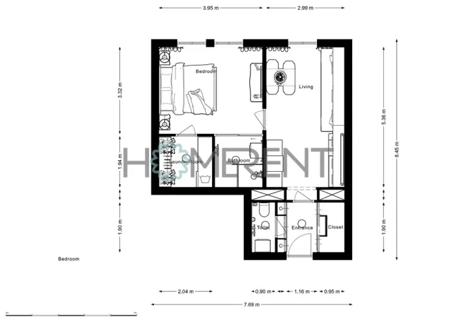 Pronájem bytu 2+kk, Praha - Nusle, Nezamyslova, 55 m2