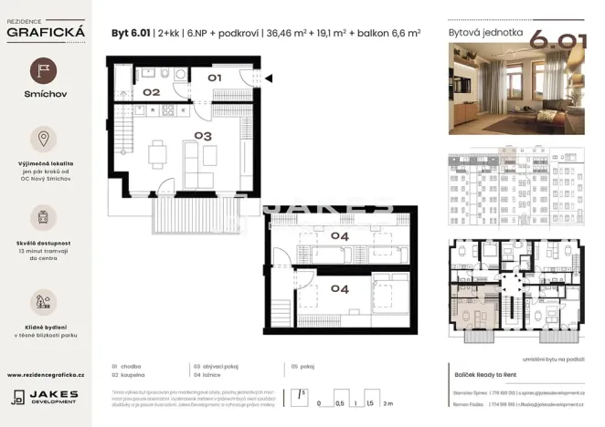 Prodej bytu 3+kk, Praha - Smíchov, Grafická, 55 m2