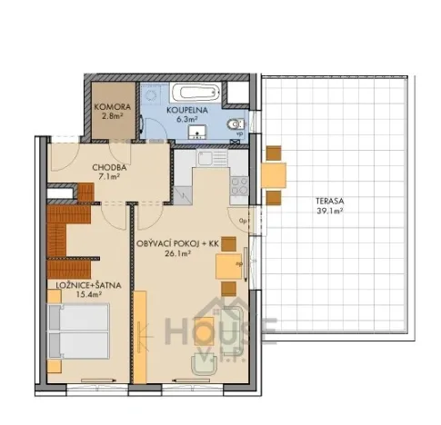 Prodej bytu 2+kk, Praha - Vysočany, Pod Harfou, 60 m2