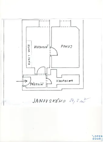 Pronájem bytu 1+1, Praha - Holešovice, Janovského, 34 m2