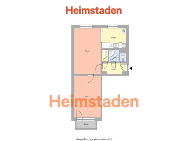 Pronájem bytu 2+kk, Ostrava - Poruba, Francouzská, 53 m2