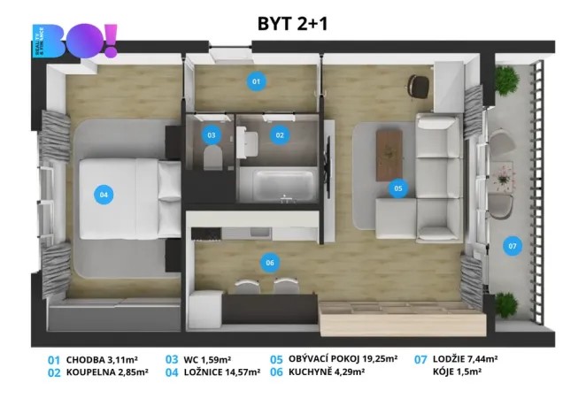 Prodej bytu 2+1, Orlová, Květinová, 53 m2