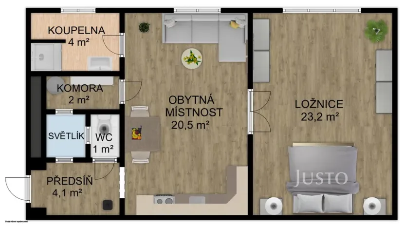 Pronájem bytu 2+kk, Písek, Kollárova, 59 m2