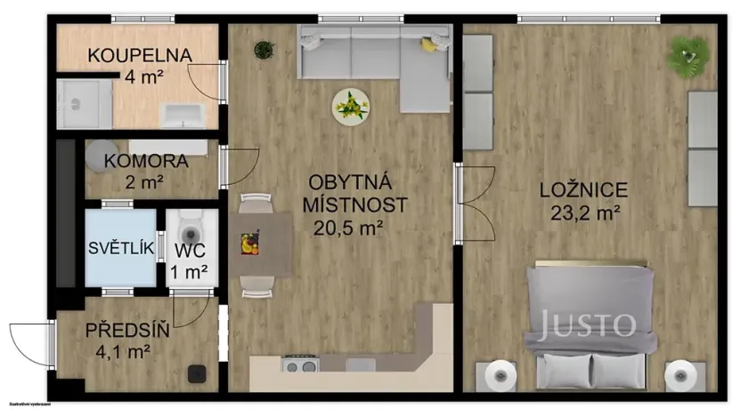 Pronájem bytu 2+kk, Písek, Kollárova, 59 m2