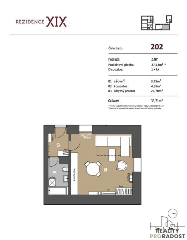 Pronájem bytu 1+kk, Brno, Stará, 35 m2