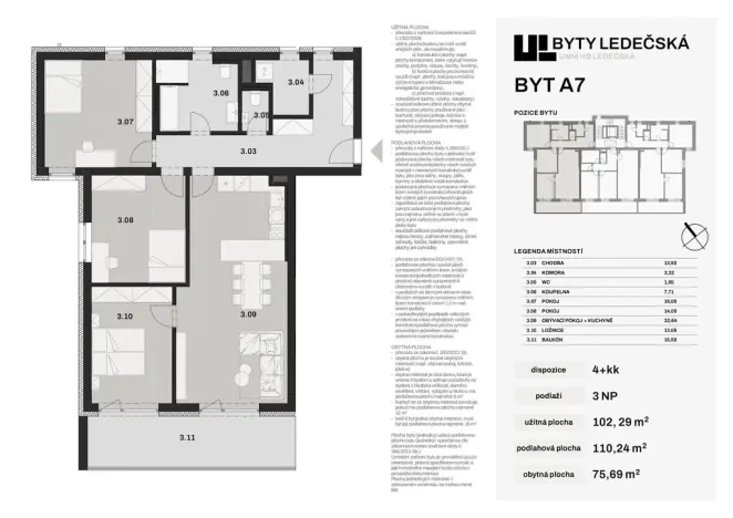 Prodej bytu 4+kk, Havlíčkův Brod, Ledečská, 102 m2