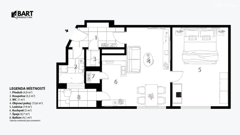 Prodej bytu 1+1, Brno, Pod kaštany, 49 m2