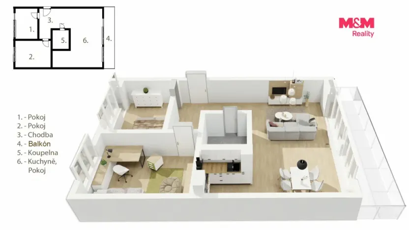 Prodej bytu 3+kk, Poděbrady - Poděbrady III, Budovcova, 69 m2