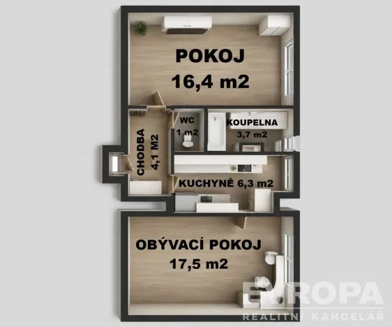 Pronájem bytu 2+1, Hradec nad Moravicí, Písecká, 52 m2