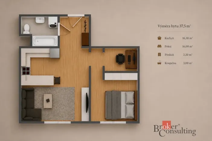 Prodej bytu 2+kk, Praha - Kamýk, Snopkova, 37 m2
