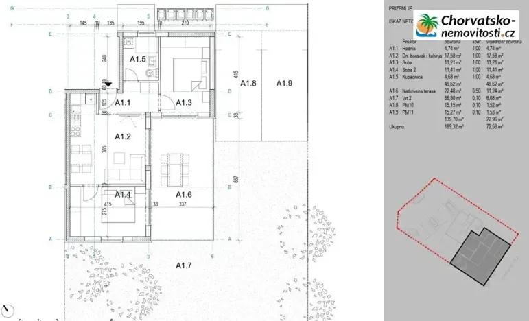 Prodej bytu 3+kk, Novalja, Chorvatsko, 74 m2